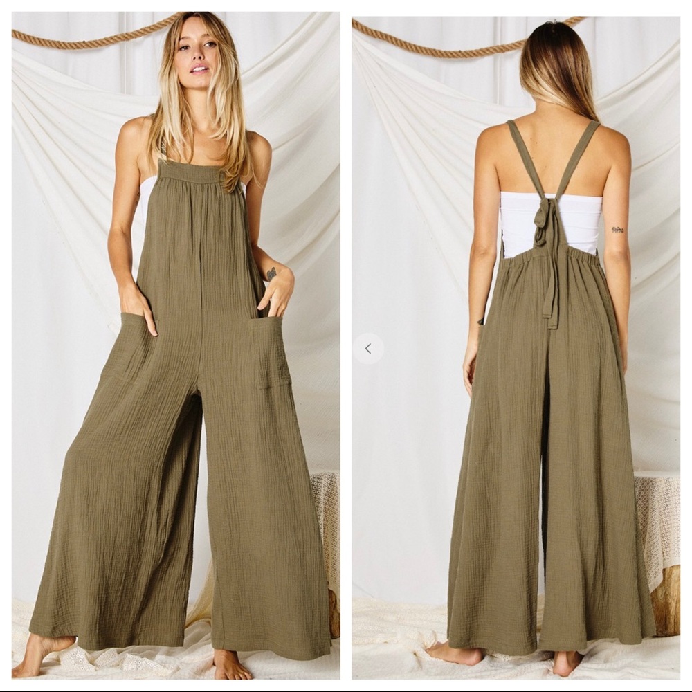 ✨LAST 1✨Cotton Gauze Boho wide leg jumpsuit - Picture 2 of 6